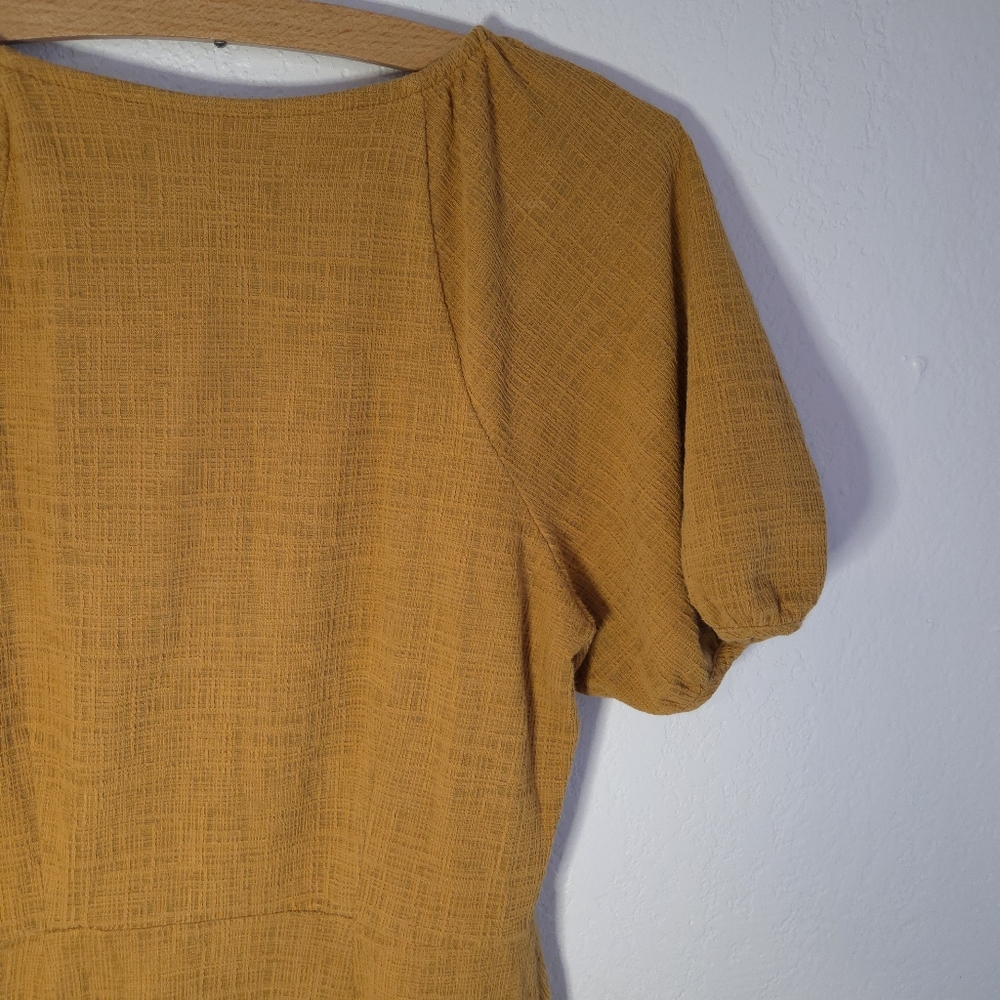 Madewell Texture & Thread Yellow Puff Sleeves Summer Midi Dress WomensSize Small - Picture 8 of 16